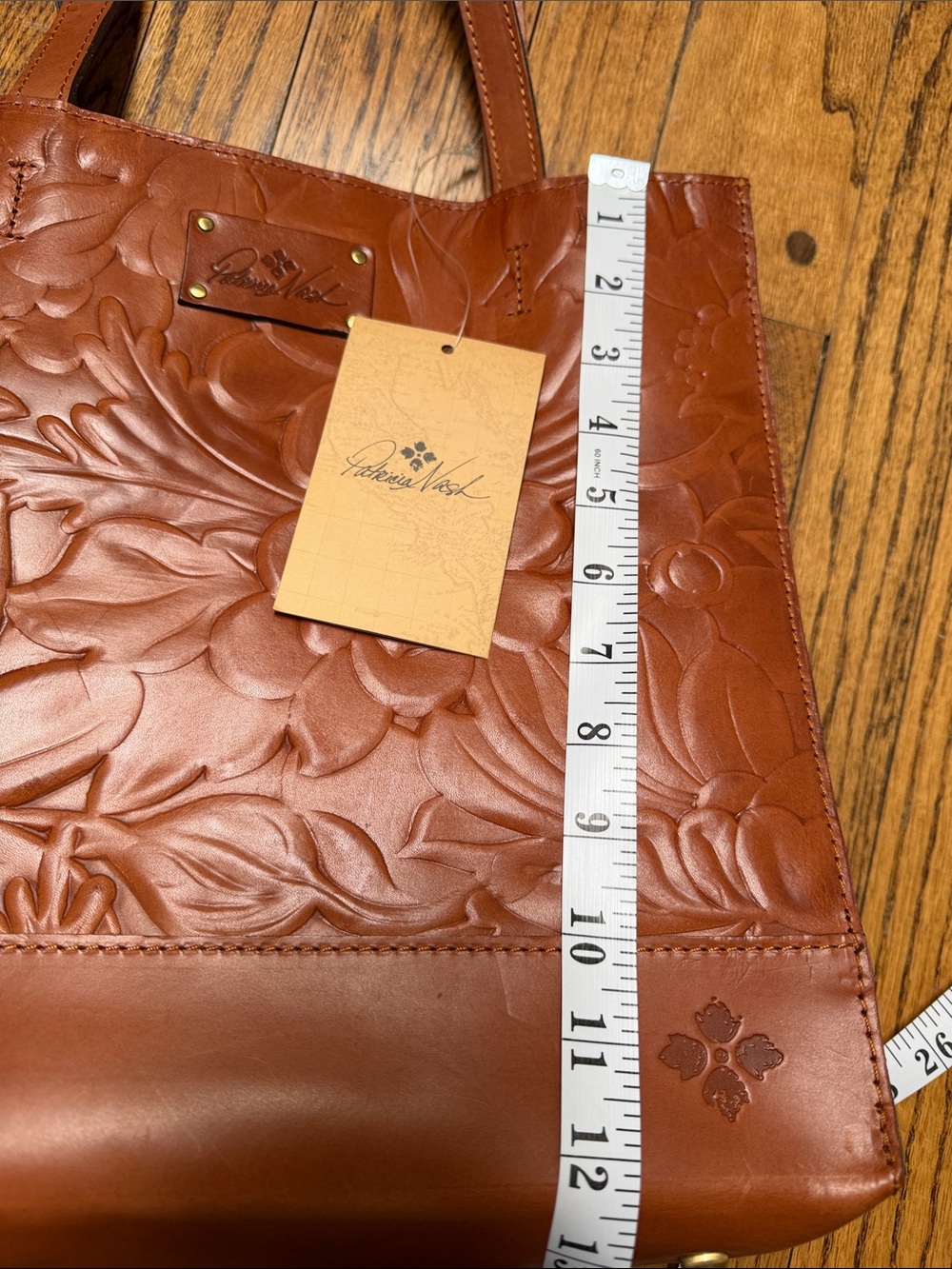 NWT Patricia Nash tote Toscana gold cognac tooled leather western classic tooled - Picture 10 of 15